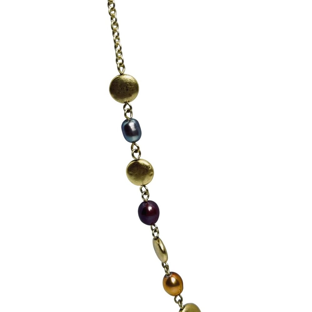 Lia Sophia Matt Gold Tone Coin Bead & Pearl Necklace (5829) - Picture 4 of 9